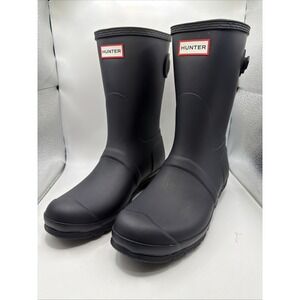 Hunter Original Women's Short Back Adjustable black Rain Boots. Size US 11. New
